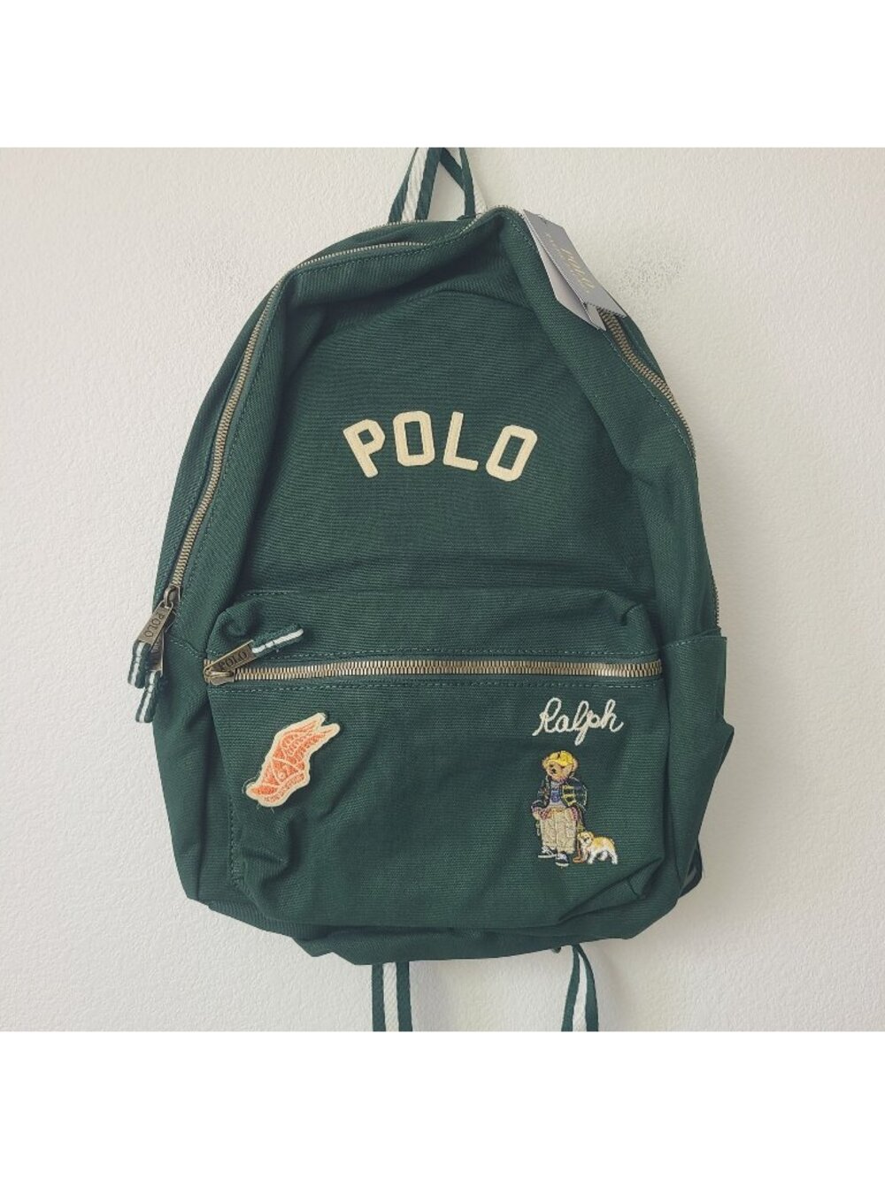 Polo Ralph Lauren Polo Bear Dog Patchwork Backpack 9AR149-BCV Moss Agate